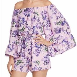 WAYF Lilac Floral Off The Shoulder Dress